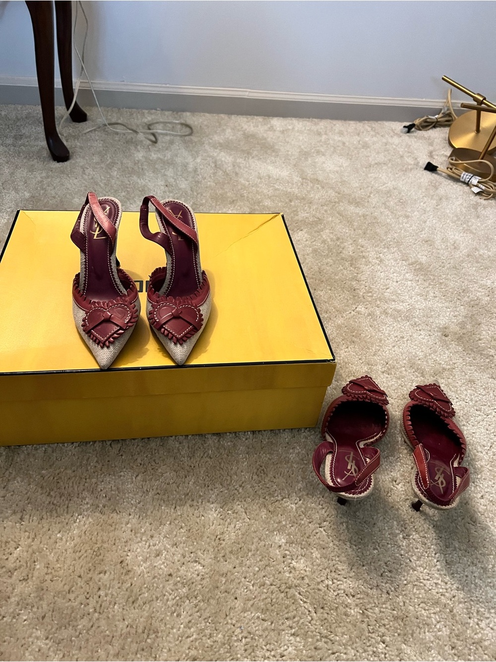 VTG Archival YSL Red‎ Heart Slingback Heels. Limited Edition. Never Worn - Picture 2 of 7
